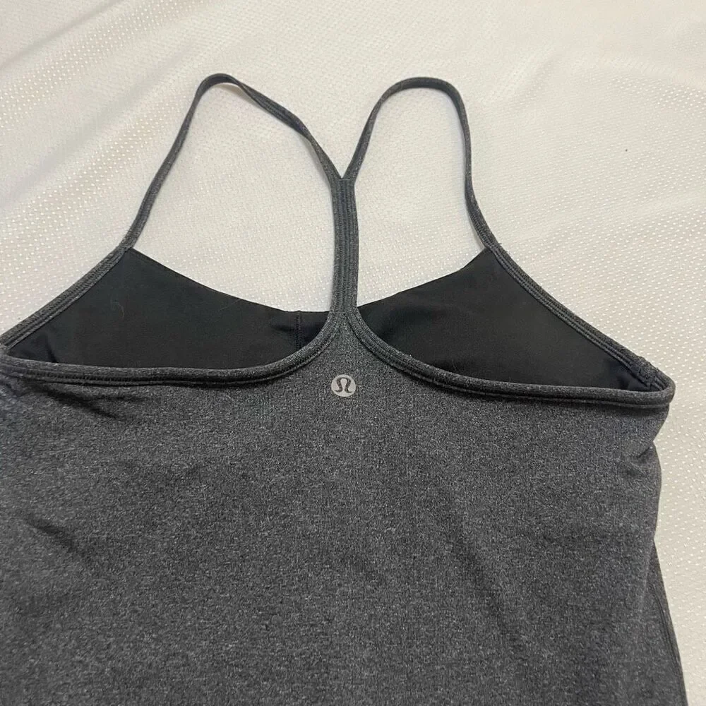 Lululemon Power Y Grey Yoga Gym Training Tank Top Size 6